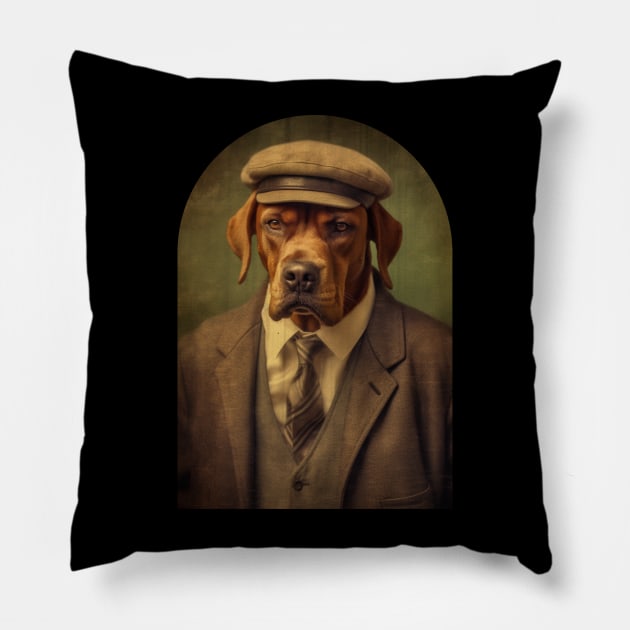 Business dog 80s Pillow by Colorful Days