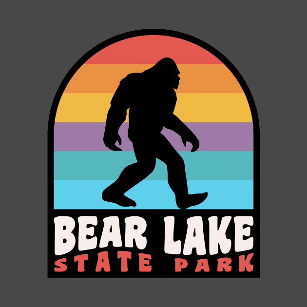 Bear Lake Utah Bigfoot Sasquatch Retro Sunset by PodDesignShop