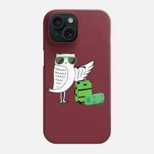 Cool traveling owl - green Phone Case