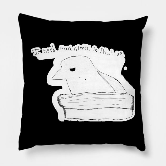 I Need Pure Silence Pillow by Mad Panda