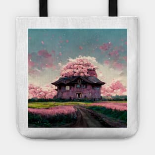 Abandoned House Surrounded by Flowers Tote