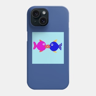 Illustrated kissing fish Phone Case