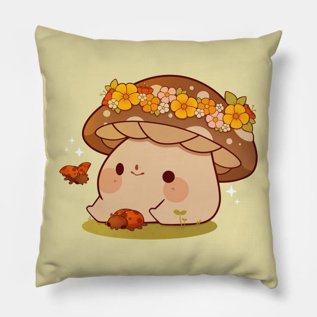 Flowercrown mushroom Pillow by Rihnlin