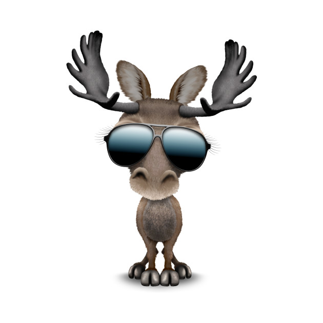 Cute Baby Moose Wearing Sunglasses Baby Moose Kids T Shirt