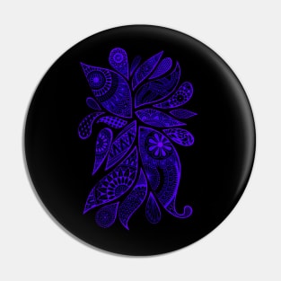 Abstract Zentangle Swirls Design (indigo on black) Pin