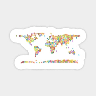 Maths Lover Numbers World Map Design Magnet