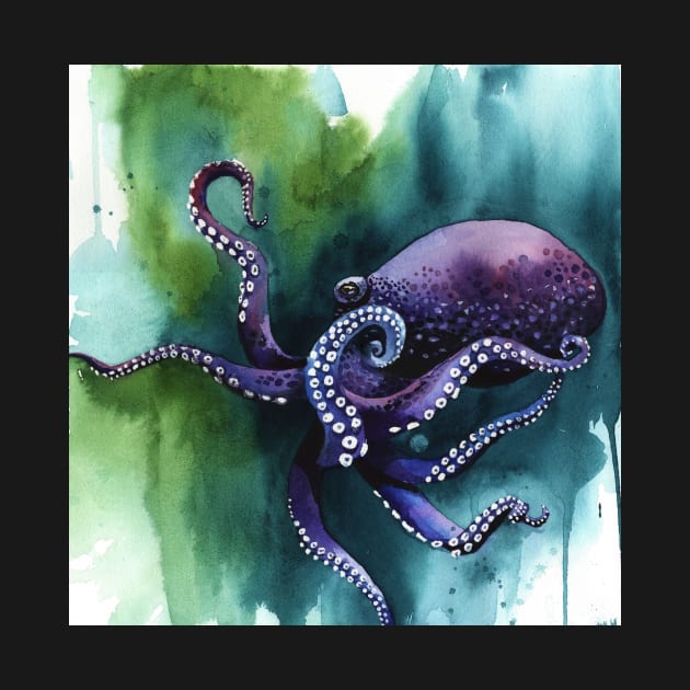 Purple Octopus Floats Peacefully by JCPhillipps