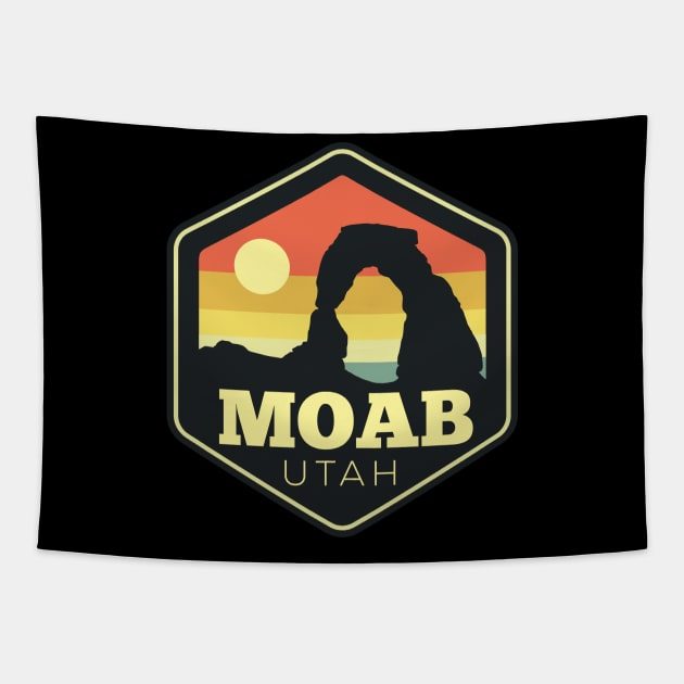 Moab Arches Hexagon Outdoors Badge Tapestry by DetourShirts