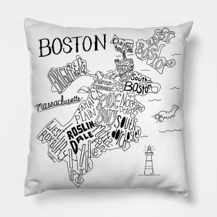Boston Illustrated Map Pillow