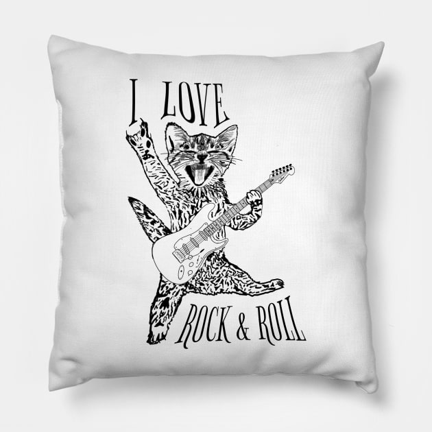 I love rock and roll and black cats rock on, you rock ASL Pillow by BrederWorks