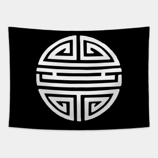 White Chinese Longevity Symbol Tapestry