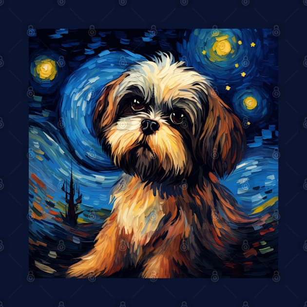 Dark Brown Shih Tzu Night by NatashaCuteShop