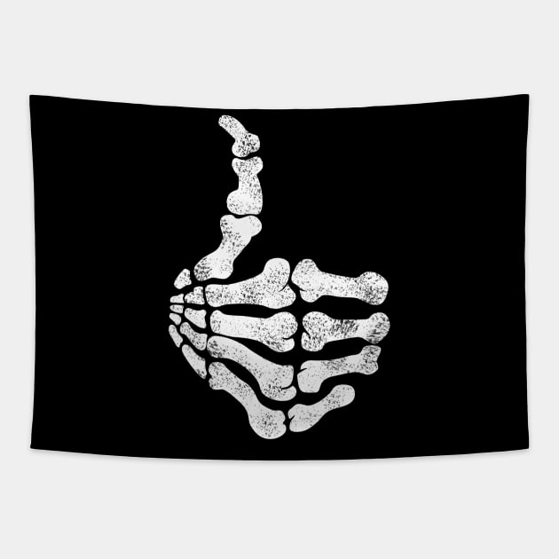 Thumbs up Skeleton Hand Halloween Tapestry by victorstore