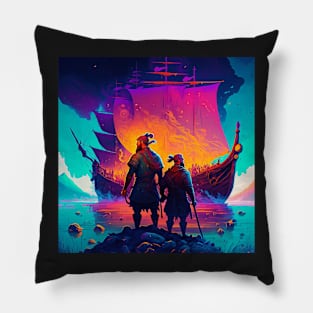 Viking Adventures on the Sea in Colour Pillow