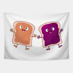 Cute peanut butter and jelly sandwich cartoon Tapestry