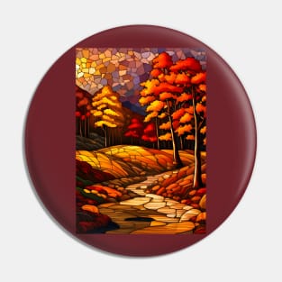 Stained Glass Autumn Foliage Pin