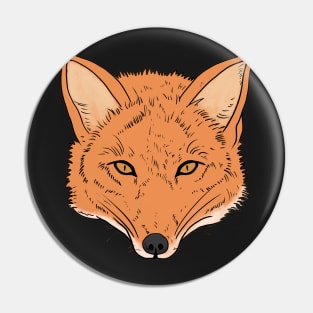 Hand Drawn Fox Head with orange fur and eyes Pin