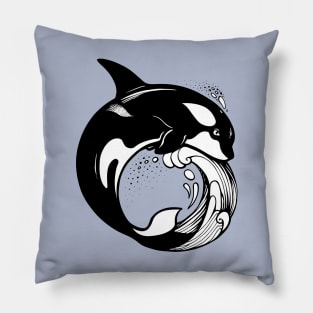 Orca Whale on the wave Pillow