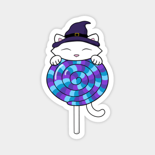 Halloween cat eating lollipop Magnet