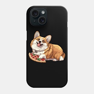 Happy Corgi with pizza Phone Case