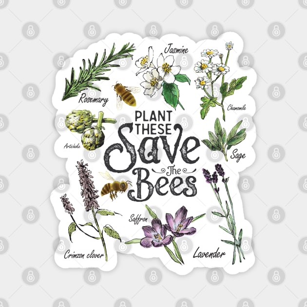 Save the Bees Art Gift Magnet by USProudness