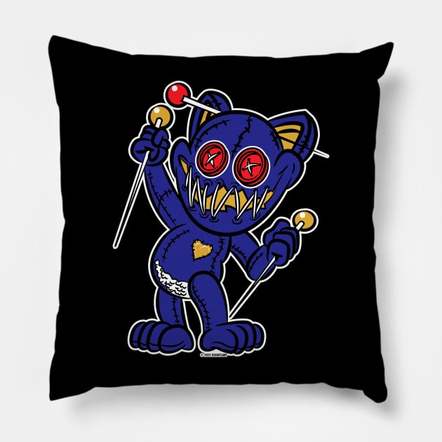 VooDoo Black Kitty Cat Doll Baltimore Colors Pillow by eShirtLabs