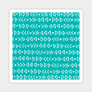 Teal Blue and White Hand Drawn Modern Triangles Pattern Magnet