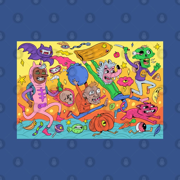 Spooky colorful Halloween creatures by Mako Design 