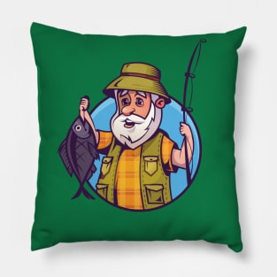 Fisherman with catch Pillow