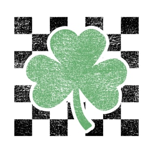 Checkerboard Lucky Clover Shamrock St Patrick Day T-Shirt T-Shirt