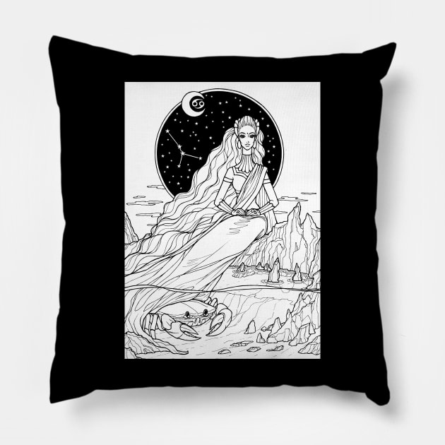 Indian Cancer In Black Design Pillow by OlgaMaletina