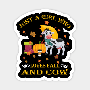 Just A Girl Who Loves Fall & Cow Funny Thanksgiving Gift Magnet