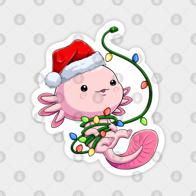 Santa Axolotl Tangled in Festive Cheer Magnet by GoshWow®