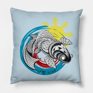 Koi Fish Tribal line Art / Baybayin word Pag-asa (Hope) Pillow