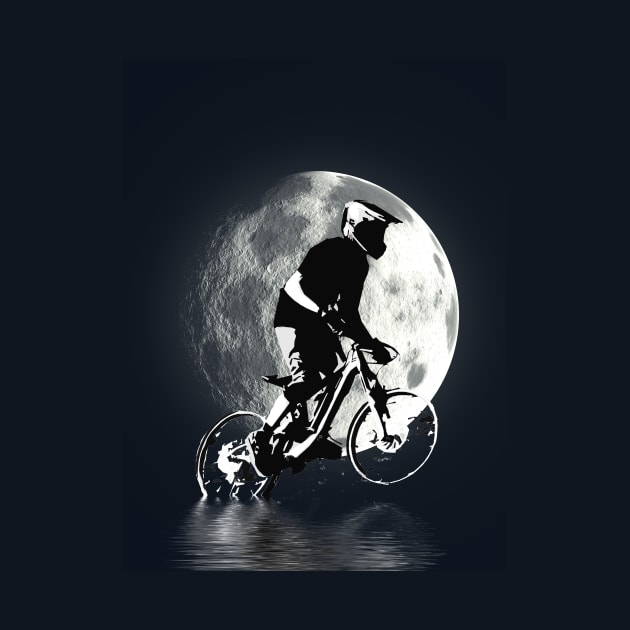 Chasing the Moon - Mountain Bike Rider by Highseller
