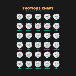 Persian Cat Emotion Chart Black T-Shirt