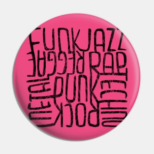 Music lover, music genres, pink, handwritten Pin