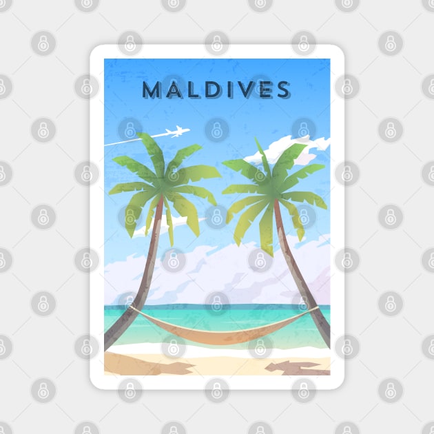 Maldives. Retro travel poster Magnet by GreekTavern