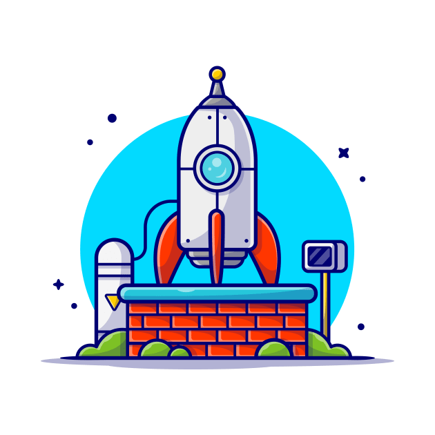 Rocket Testing for Mission and Landing to Moon Cartoon Vector Icon Illustration by Catalyst Labs