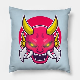 Oni Mask Demon Cartoon Pillow