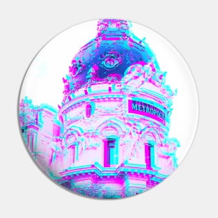 Madrid Spain Historic Building Vaporwave Art Pin