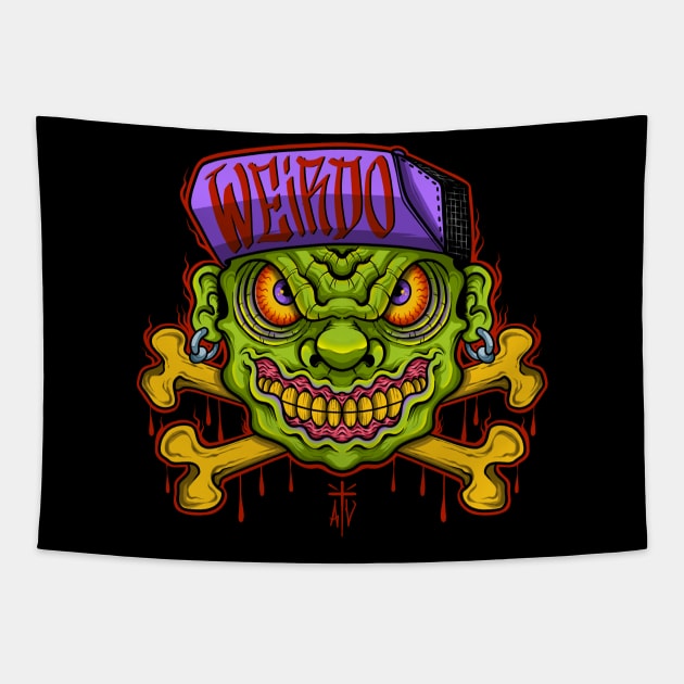 Weirdo monster Tapestry by Il villano lowbrow art