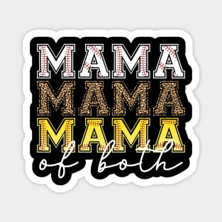 Mama Of Both Baseball Softball Heart Leopard Mothers Day Mama Magnet