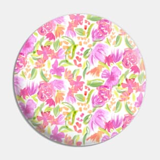 Oil Painted Pink Flowers Pin