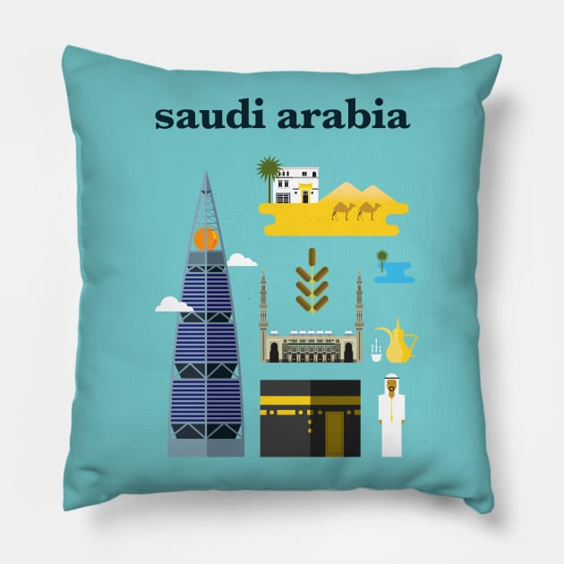 Saudi Arabia poster Pillow by kursatunsal