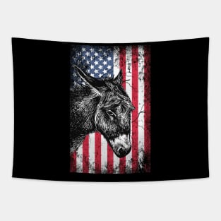 Patriotic Donkey American Flag Tapestry