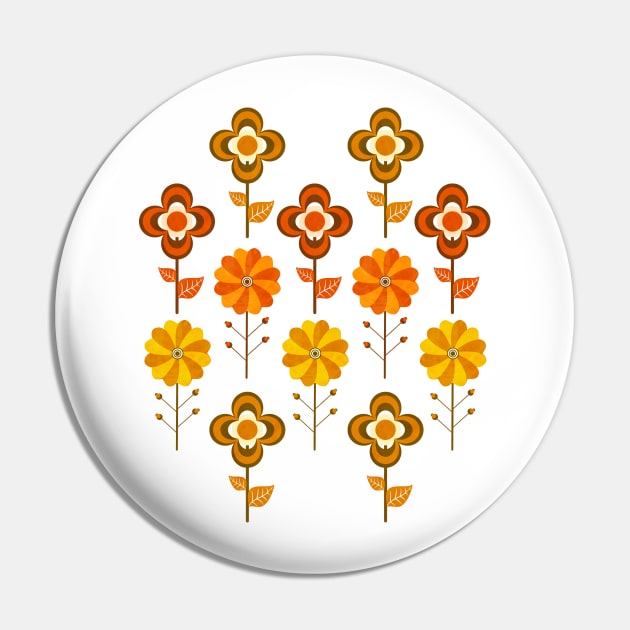 Retro Vintage Flowers Pin by cesartorresart