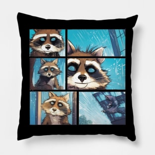 Street Cats need your Support - Vintage Raccoon Comic Cartoon Sticker T-shirt Pillow