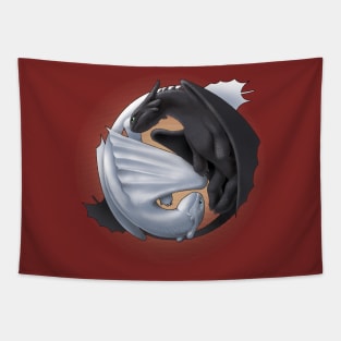 Toothless and Light Fury (How to Train Your Dragon 3) Tapestry