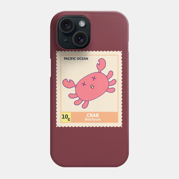 Kawaii Cute Fainted Red Crab, Ocean Stamp Collection, Stamp Collector Phone Case by vystudio